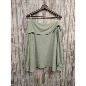 a.n.a Womens Off the Shoulder Sweater 3X Pistachio Green Cozy Relaxed NWT